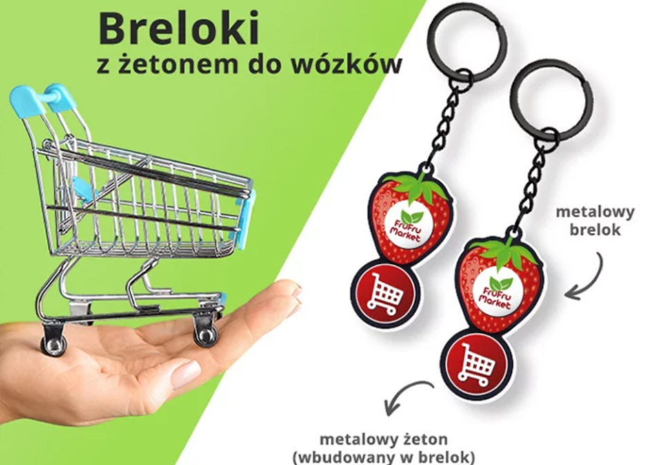 Breloki z żetonami do wózków, metalowe, każdy kształt i kolor, dowolna grafika 3D, polski producent DECARD