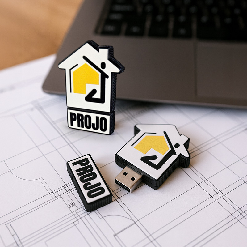 Pendrive dla biura projektowego, w kształcie logo, twarda i lekka żywica, polski producent DECARD