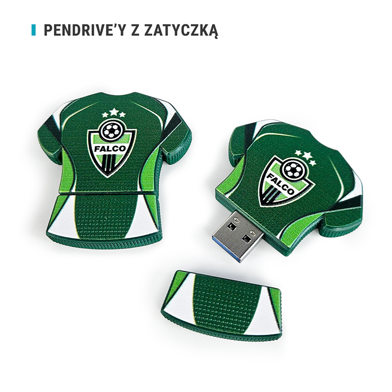 Pendrive koszulka sportowa piłkarska, z zatyczką, twarda i lekka żywica, polski producent DECARD