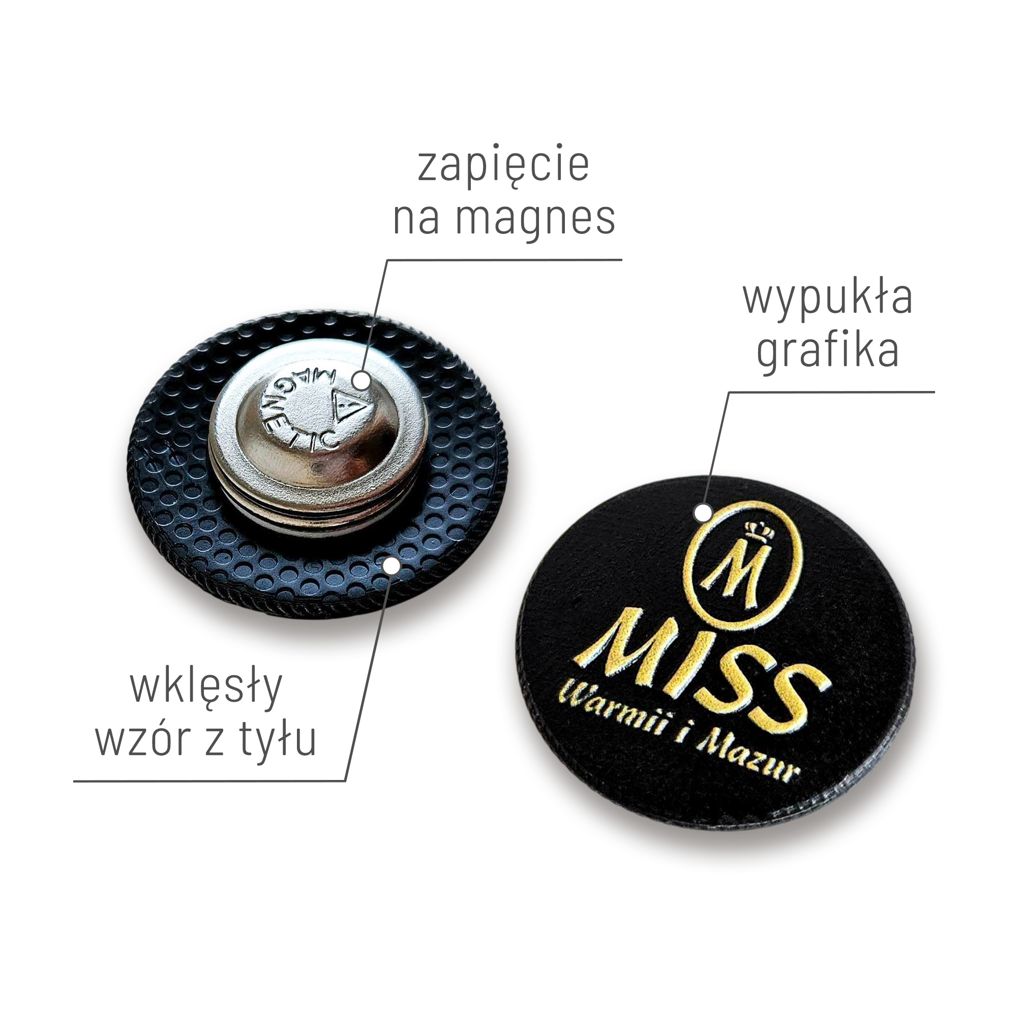 Przypinki eventowe zapinane na bezpieczny i wygodny magnes, polski producent DECARD