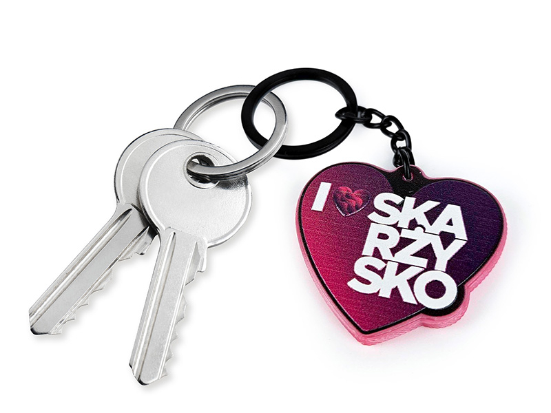 Brelok firmowy do promocji miasta, twarda żywica, polski producent DECARD