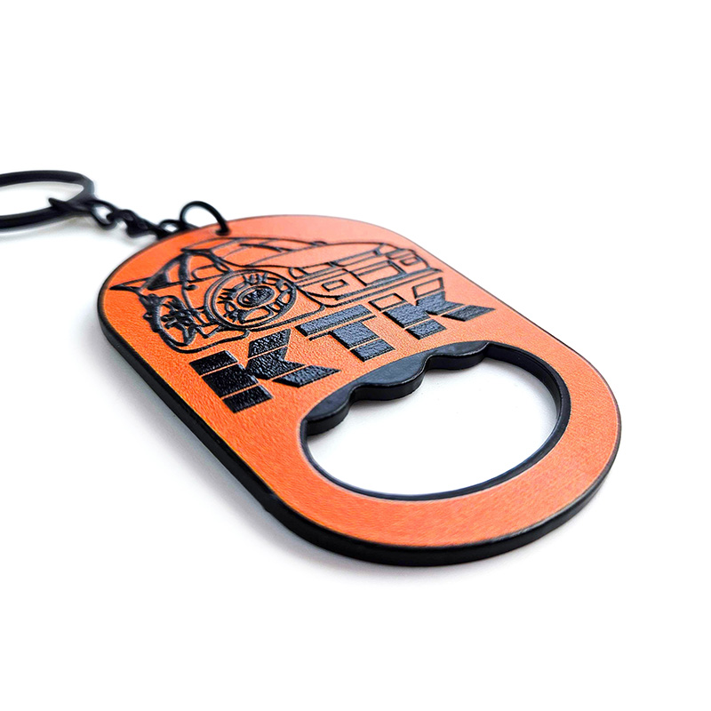 Brelok metalowy z funkcją otwieracza, na zlot Kadett Tuning Klub, wypukła grafika 3D, polski producent DECARD