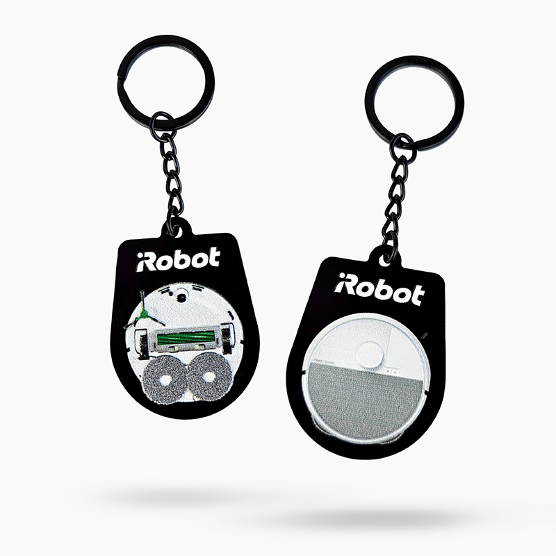 Breloki metalowe z połyskiem dla iRobot, lekko wypukła grafika, polski producent DECARD