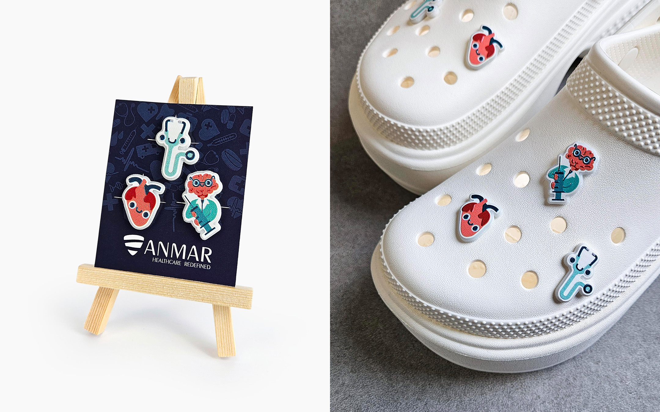 Przypinki Crocs, medyczne, twarda i lekka żywica, polski producent DECARD