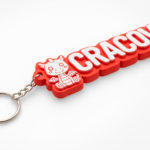 Brelok 3D napis Cracov ze smokiem, biało-czerwone, polski producent DECARD