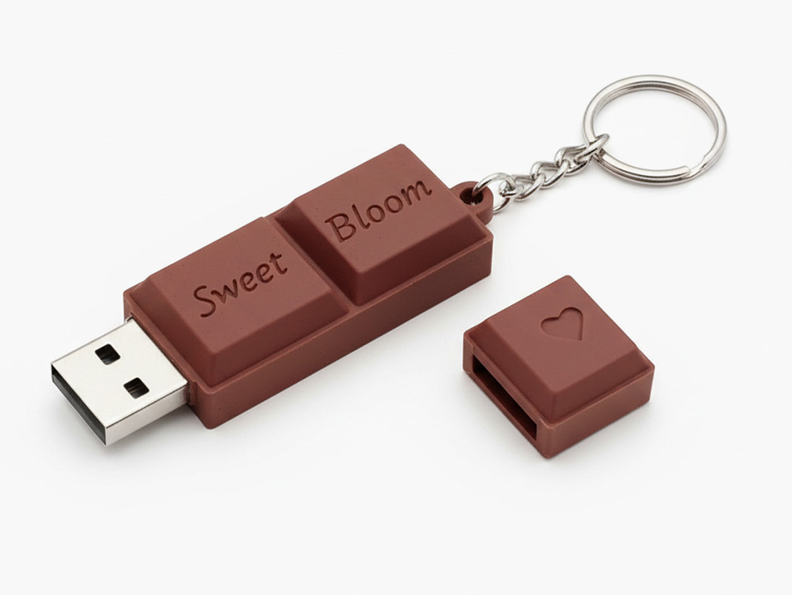 Pendrive 3D czekoladka, z brelokiem, z logo, polski producent DECARD