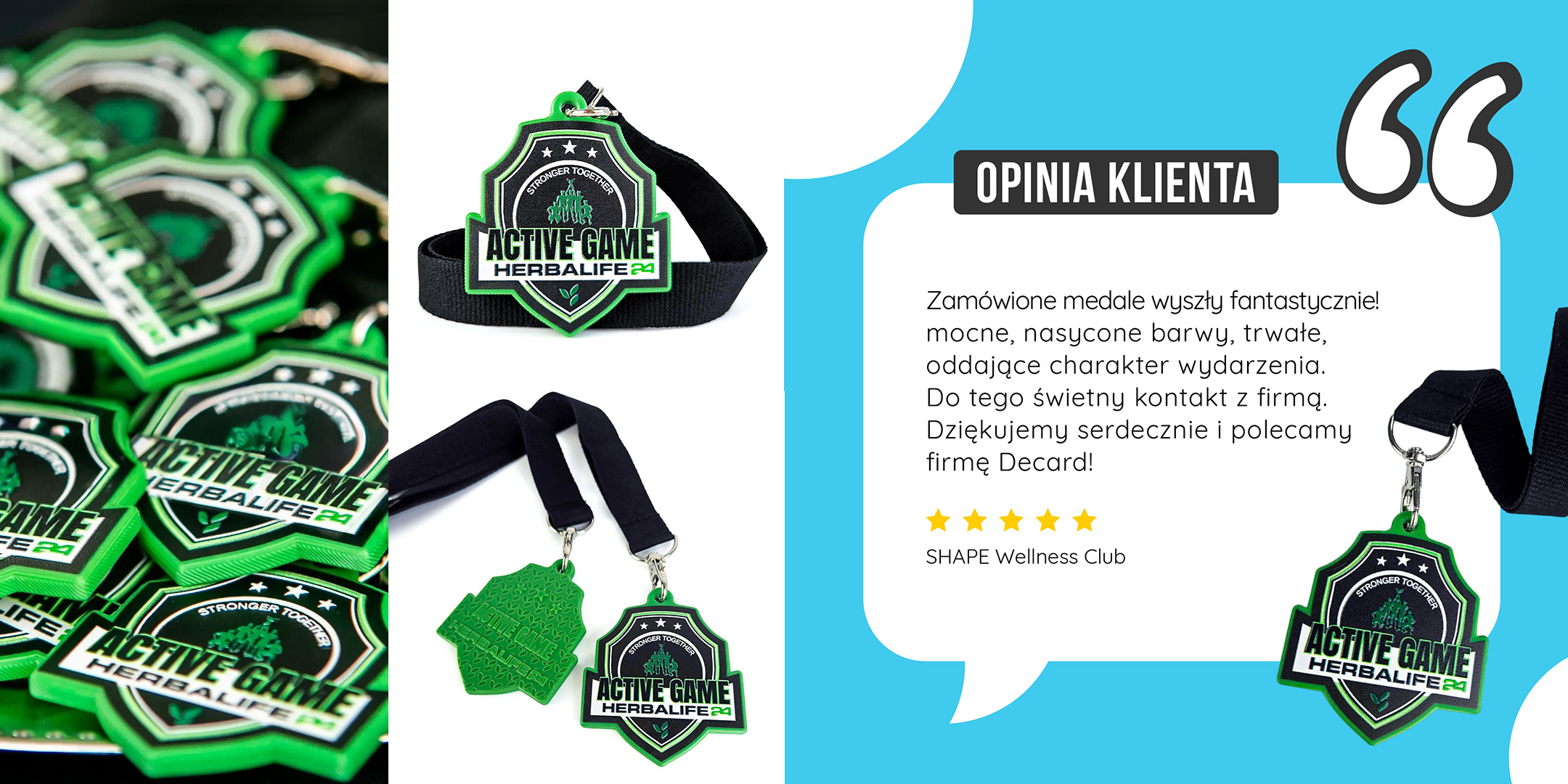 Medale active game, twarda żywica, opinia Klienta o wykonawcy medali polskim producencie DECARD