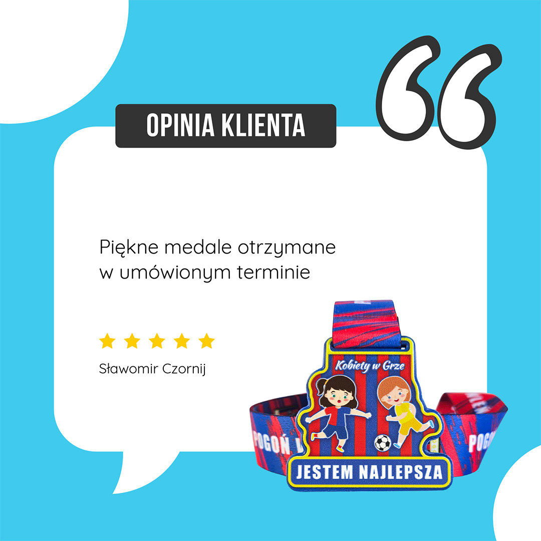 Medale piłkarskie dla dziewczynek, twarda żywica, opinia Klienta o wykonawcy medali polskim producencie DECARD