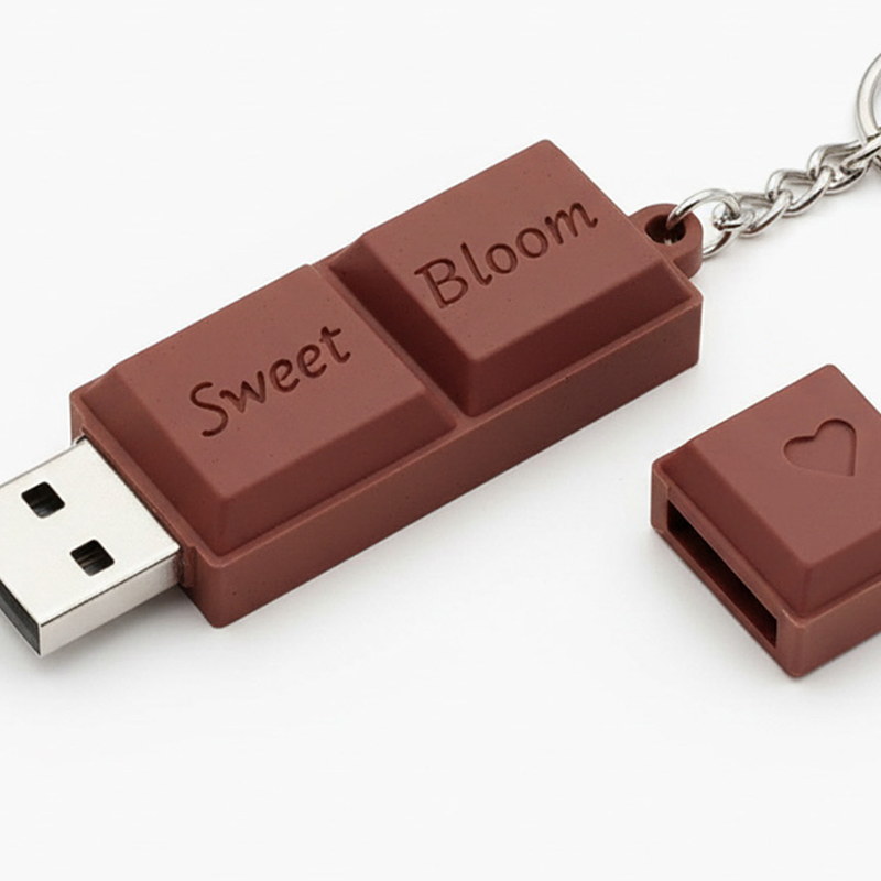 Pendrive 3D, tabliczka czekolady, twarda żywica, zbliżenie na wypukłą teksturę, wykonanie polski producent DECARD