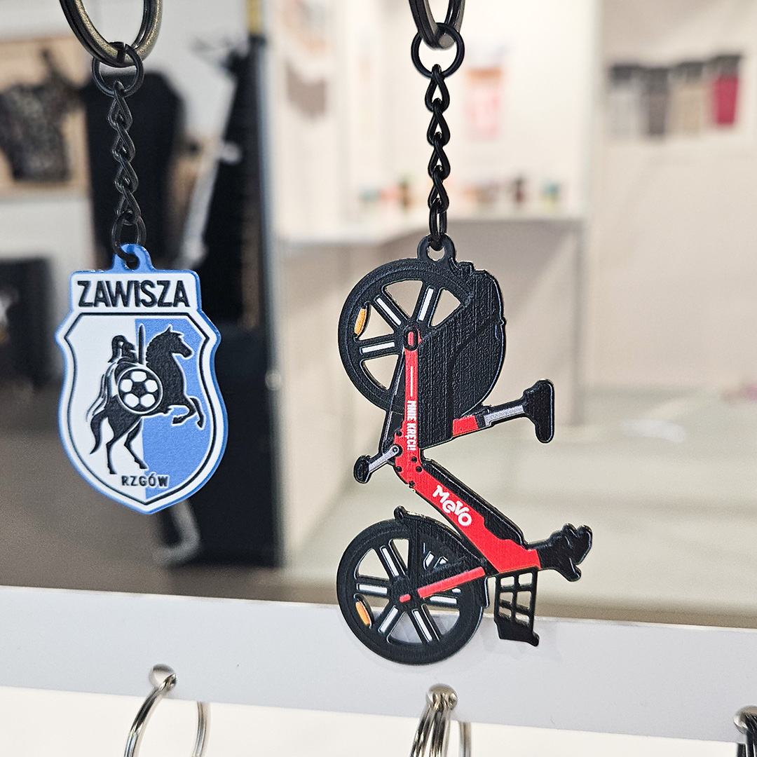 Brelok metalowy w kształcie roweru MEVO, wykonanie polski producent DECARD
