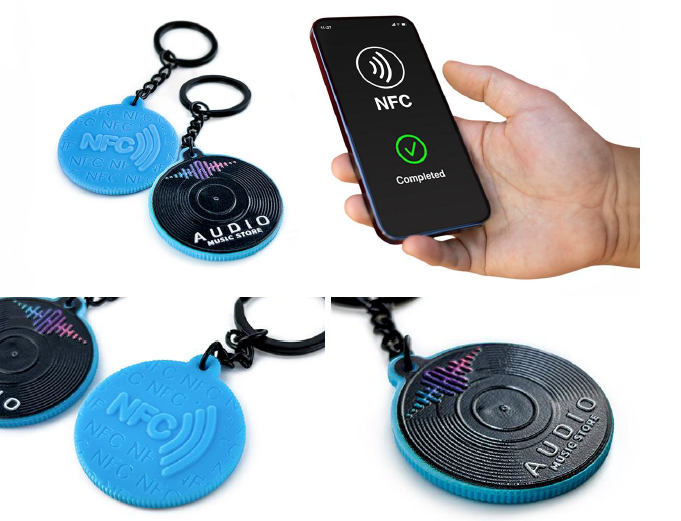 Breloki NFC, twarda żywica, przód grafika, tył znakowanie - NFC w 3D, wykonanie polski producent DECARD