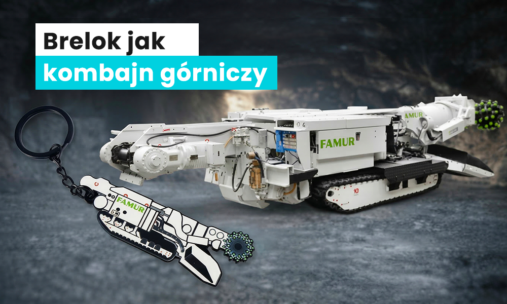 Brelok jak kombajn górniczy, wykonanie dla firmy FAMUR, wykonanie polski producent DECARD