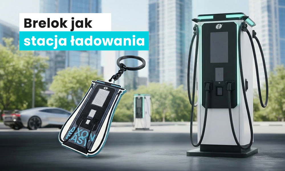 Brelok jak stacja ładowania, realizacja dla firmy Axon, wykonanie polski producent DECARD