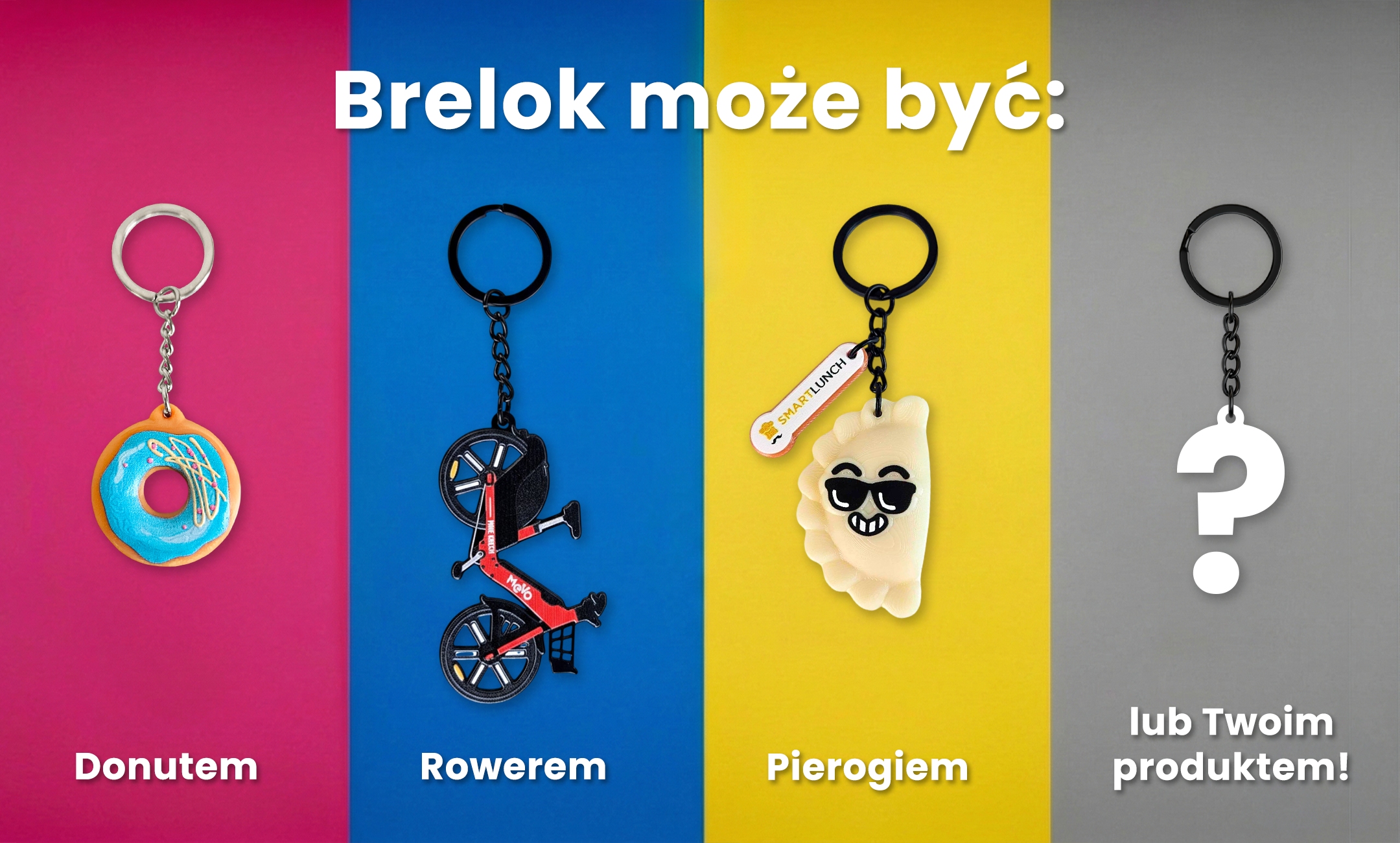 Brelok w kształcie donuta, roweru, pieroga, lub Twojego produktu