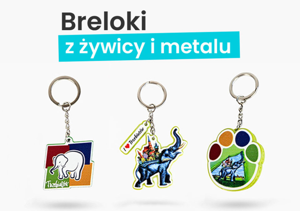 3 rodzaje breloków, metalowy z nadrukiem słonika, z twardej żywicy w kształcie słonika, z zawieszką i brelok łapka słonia z funkcją otwieracza, wykonanie polski producent DECARD