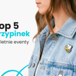 Przypinka pszczółka na jeansowej kurtce damskiej, nagłówek: Top 5 przypinek na letnie eventy, wykonanie polski producent DECARD